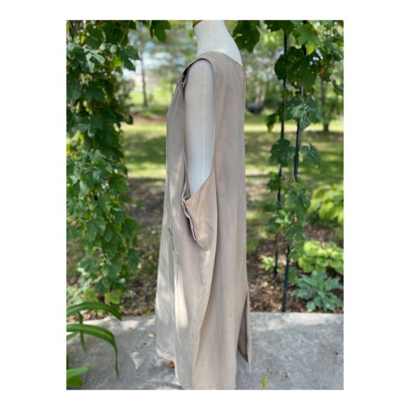 SOLD Vintage 90s Denim Jumper Dress Maxi Tan Volup Pockets Shift Sz 3X - Picture 4 of 8